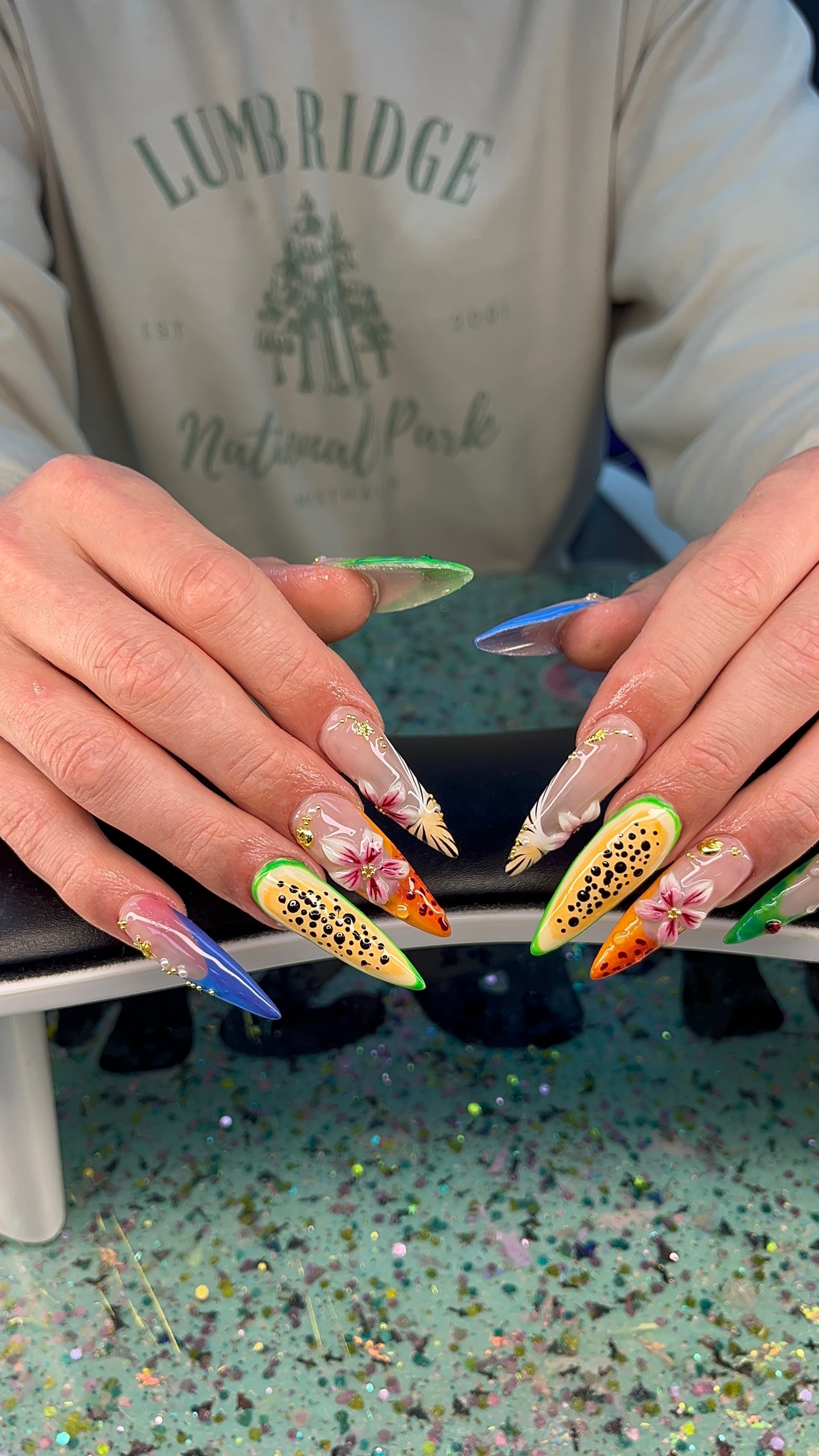 Piper nail art portfolio photo 08 featuring acrylic, Gel-X, manicure, or almond-shape nail work.